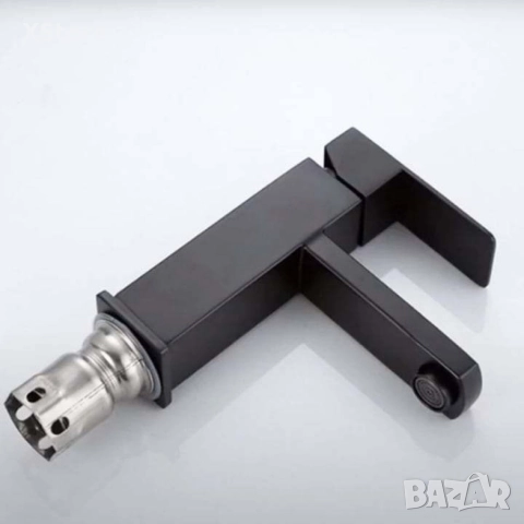 Смесител за мивка неръждаема стомана, керамичен патрон, едноръкохватков, черен, снимка 2 - Смесители - 52588582