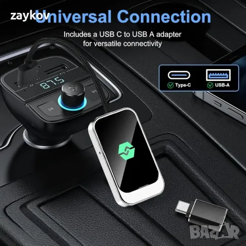 2 в 1 безжичен адаптер за Android Auto и CarPlay, безжичен Carplay адаптер, снимка 5 - Друга електроника - 50217618