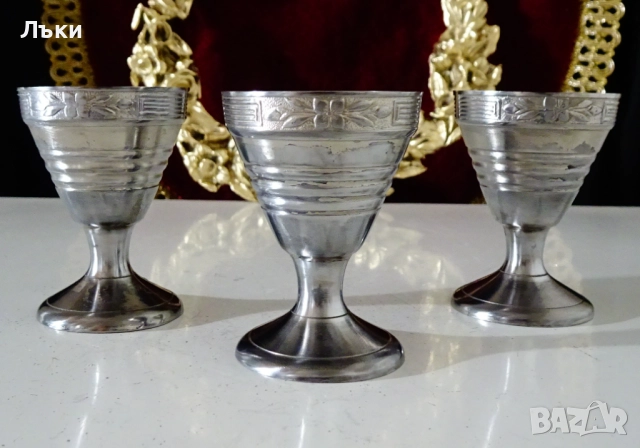 Калаени чаши на столче,за ракия,ликьор. , снимка 7 - Антикварни и старинни предмети - 52405749