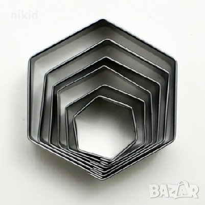 6 бр шестоъгълник шестоъгълници метални  форми резци рамки резец форма за сладки , снимка 1 - Форми - 36815574