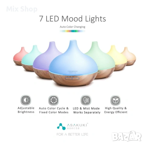 Нов Дифузер за етерични масла ASAKUKI, 300 мл, снимка 3 - Друга електроника - 53922951
