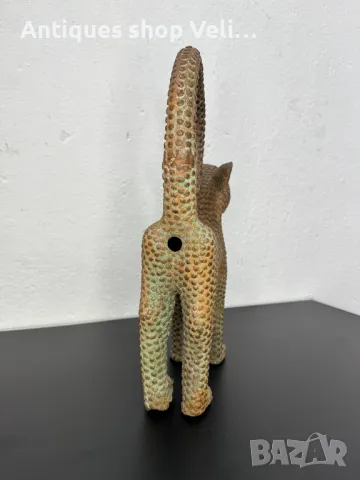 Африканско изкуство Бронзов леопард-Бенин №6644 , снимка 6 - Антикварни и старинни предмети - 49621292