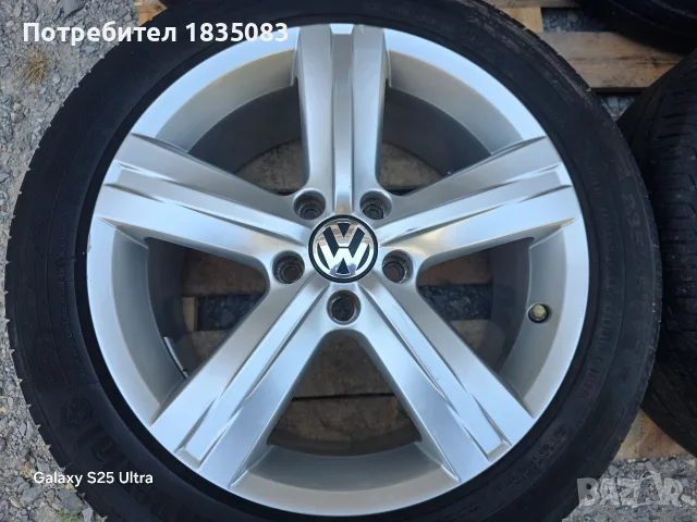 Лети джанти 17ки 5х112 VW + летни гуми 235/45/17, снимка 5 - Гуми и джанти - 55847272