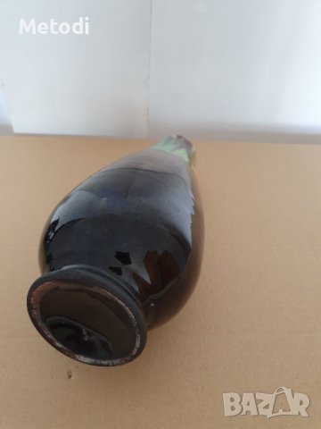 Стара керамична ваза двуцветна от соца височина 24см, снимка 3 - Антикварни и старинни предмети - 42242985