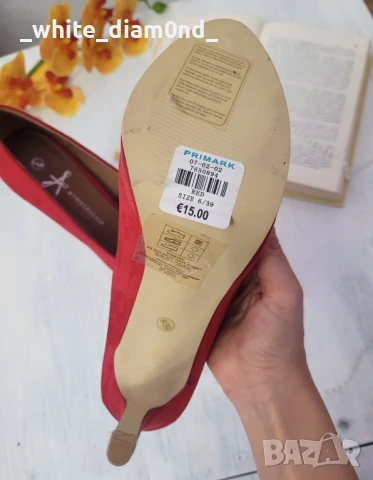 Стилни червени дамски обувки на ток номер 39, снимка 3 - Дамски обувки на ток - 50856084