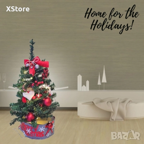 Готово украсено изкуствено коледно дръвче за декорация, 60 см , снимка 8 - Декорация за дома - 52517421