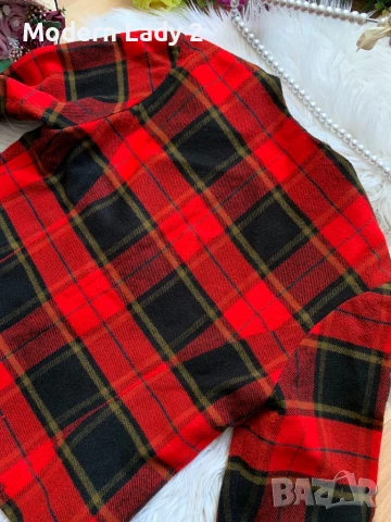 Карирано червено сако, снимка 4 - Сака - 50867460
