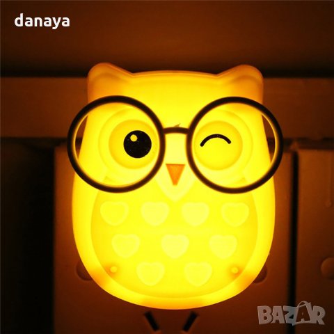 530 Детска нощна лед лампа за контакт Бухалче лампа за стена с копче 1W, снимка 5 - Друга електроника - 32119291