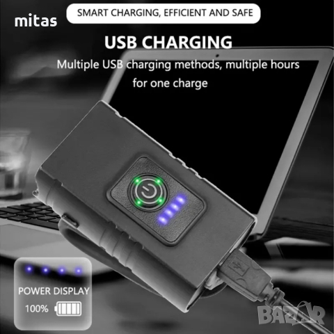 Ултра ярка LED светлина за велосипед, Двойна, Алуминиева, USB, 1000Lum, снимка 7 - Аксесоари за велосипеди - 44669785