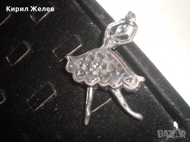 ТЕЖКА РАЗДВИЖЕНА АРТ ВИСУЛКА БАЛЕРИНА ПОСРЕБРЕНА с ЦИРКОНИ 18569, снимка 6 - Колиета, медальони, синджири - 31291468