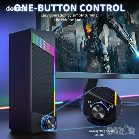 Компютърни високоговорители EnjoyNest, RGB високоговорители, USB захранване, 3,5 mm Aux, снимка 5 - Други - 49283281