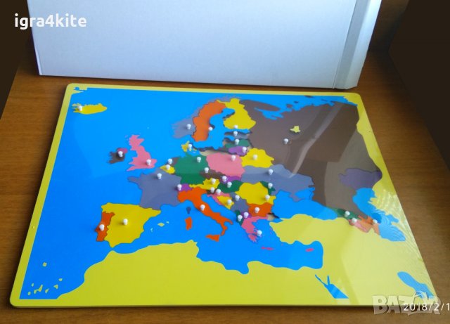 Монтесори пъзел Дървена карта на Европа със всички държави ВСИЧКИ ДЪРВЕНИ ИГРАЧКИ, снимка 8 - Образователни игри - 32027830