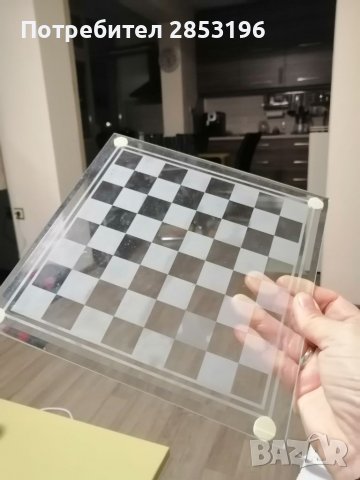 Стъклен шах от 90-те, 20х20 , снимка 4 - Шах и табла - 39270874