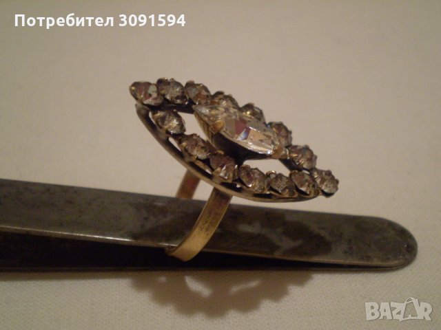 стар дамски пръстен месинг със позлата и циркони, снимка 9 - Антикварни и старинни предмети - 35218309