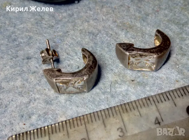 СТАРИ СРЕБЪРНИ ОБЕЦИ СРЕБРО 925 с ФАСЕТИРАН ЛАБОРАТОРЕН МОЙСАНИТ 1-та с НУЖДА от ЗАКОПЧАЛКА 49734, снимка 8 - Обеци - 48987305