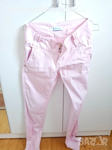 сет дамска вталена риза с красив гръб,ирозов панталон с ниска талия. размер xs,s, снимка 2 - Панталони - 53110155