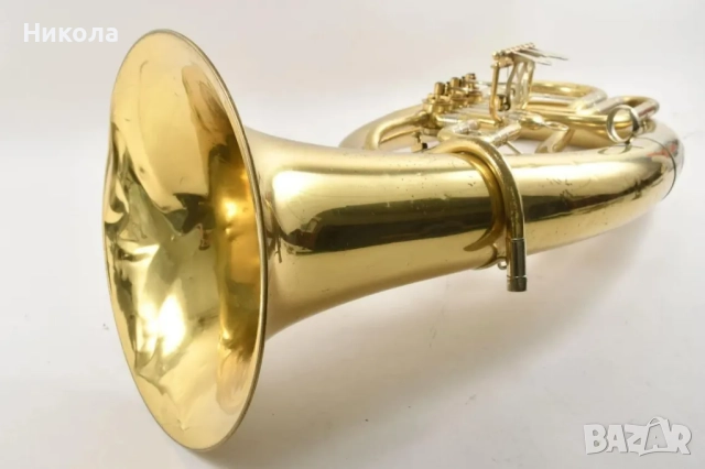 Винтидж месингова туба с роторни клапани - ГДР-  С оригинален куфар, снимка 3 - Антикварни и старинни предмети - 52306134