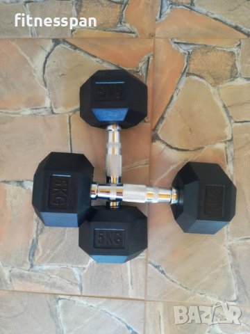 Хексалгенови дъмбели 2 бр. х 5 кг. , снимка 4 - Фитнес уреди - 37596633