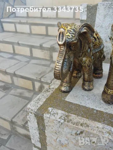 Комплект 2бр.слонове с вдигнат нагоре хобот., снимка 3 - Антикварни и старинни предмети - 49626046