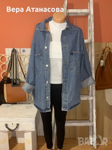 💙 Дънково яке Zara🩵 Oversized модел🔷, снимка 2 - Якета - 54059367