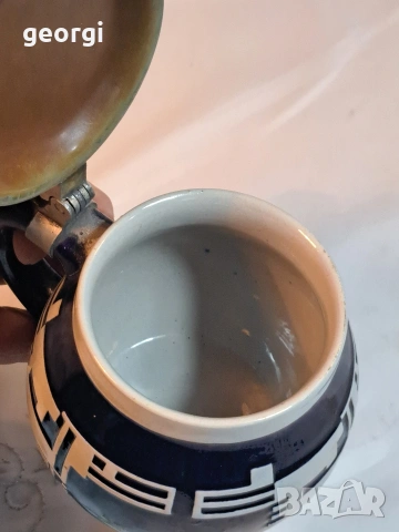 ретро немска керамична халба с калаен похлупак 32/4, снимка 5 - Антикварни и старинни предмети - 53184371