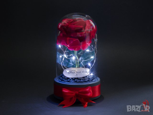 Вечна Роза в Стъкленица с Лампички / LED светлини / Подарък за Рожден Ден - Светеща Вечна Роза, снимка 4 - Подаръци за жени - 42689991