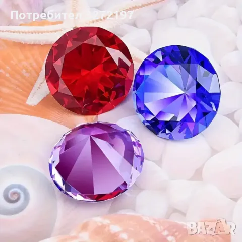 Бохемска Кристална Украса С Форма На Диамант, Със Сребриста Стойка,различни цветове, снимка 4 - Декорация за дома - 48257342