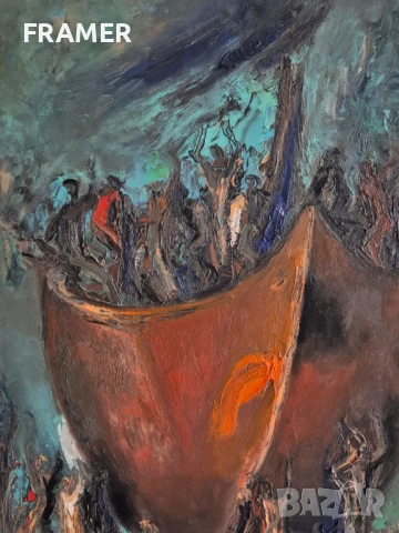 Енчо Пиронков - Червената лодка, снимка 3 - Картини - 50875931