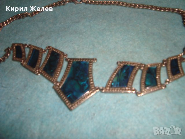 ПОСРЕБРЕНА РАЗКОШНА ОГЪРЛИЦА със СЕДЕФЕН ЕФЕКТ ПЛОЧКИ 57261, снимка 4 - Колиета, медальони, синджири - 35353278