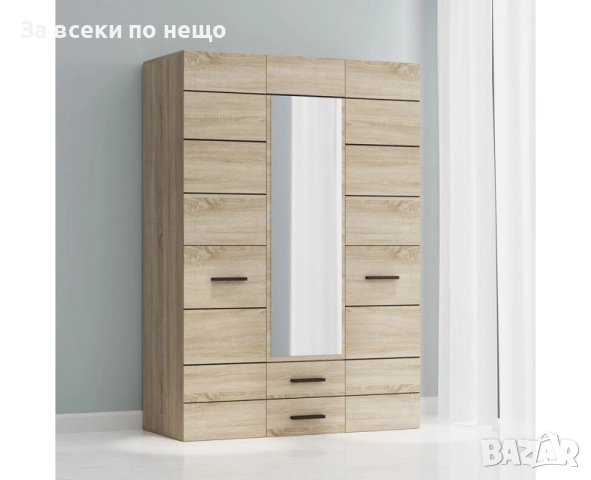 Гардероб с огледало SOLO 3D2S дъб сонома Код P1463, снимка 4 - Гардероби - 52327215