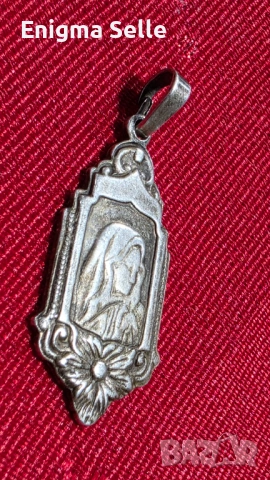 Винтидж сребърна висулка, медальон Богородица 3,34 гр , снимка 3 - Колиета, медальони, синджири - 54161270