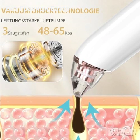 Нов вакуум Уред за лице против черни точки с 6 приставки и регулируема мощност, снимка 2 - Други - 53202913