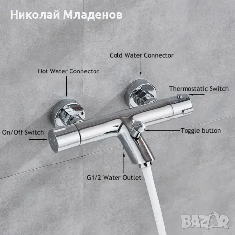 ПРОМО Термо смесител за баня (термостатен смесител), снимка 3 - ВИК - 47959731