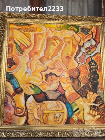 Продавам картина на Димитър Казаков - НЕРОН !!! РАЗМЕР - 60 см  на 80см ! Масло на фазер  - шперплат, снимка 6 - Картини - 53875196