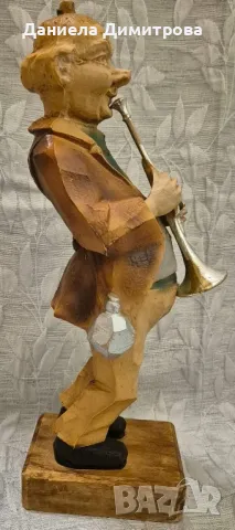 Дървена фигура, музикант, снимка 3 - Антикварни и старинни предмети - 50321329