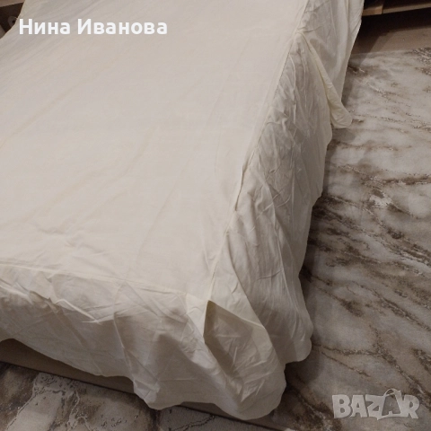 Чаршаф с драперия-покривка за легло, 180/200 нов,памук,бледожълт , снимка 2 - Спално бельо - 48662447