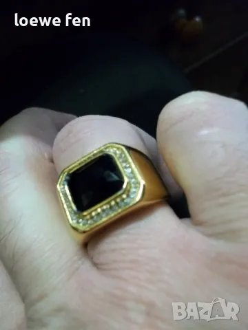 Мъжки пръстен благородна стомана позлатен златен цвят !, снимка 6 - Мъжки - 50275369