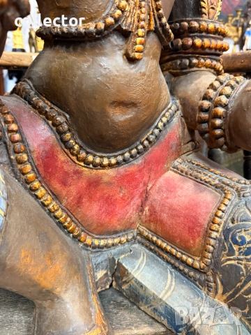 Голяма дървена скулптура / дърворезба на Богияна Парвати. №7813, снимка 6 - Антикварни и старинни предмети - 53041983