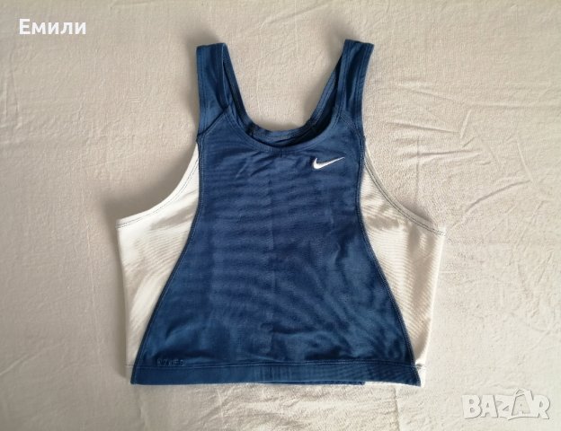 Nike FIT DRY оригинално дамско спортно бюстие в син и бял цвят р-р L