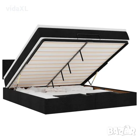 vidaXL Османска легло с матрак и LED, черно, 180x200 см, плат