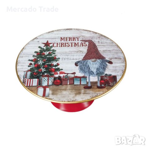 Десертна чиния за сладкиши Mercado trade, С модел на Гном, Червена , снимка 1 - Прибори за хранене, готвене и сервиране - 42741142