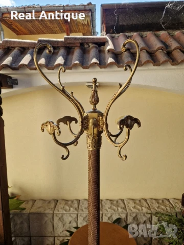 Страхотна антикварна белгийска бронзова подова закачалка , снимка 6 - Антикварни и старинни предмети - 50687326