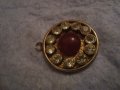 СТАР ПОСРЕБРЕН АРТ ДЕКО РЕТРО МЕДАЛЬОН с ШЛИФАВАН ЧЕРВЕН КЕХЛИБАР ФАТУРАН и ФАСЕТИРАНИ ЦИРКОНИ 29364, снимка 13