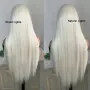 Платинено руса Lace Front перука - дълга права коса 80 см, термоустойчива, дантела 13×4, снимка 8