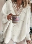 Бял Блузон С Дантела Свободен Модел С Дълъг Ръкав Код S401, снимка 1