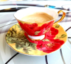 Чаши за кафе и чай с цветя - костен порцелан, снимка 18