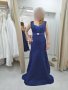 Прекрасна и стилна рокля с дантела, кралско синьо, снимка 2