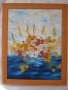 Картина масло, фазер, цветя ,подпис,40х32см., снимка 1
