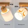 Ретро таванна/стенна лампа с 3 регулируеми спота и дървена основа Doughelec, снимка 3