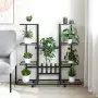 vidaXL Стойка за цветя на колела 94,5x24,5x91,5 см черна желязо, снимка 3